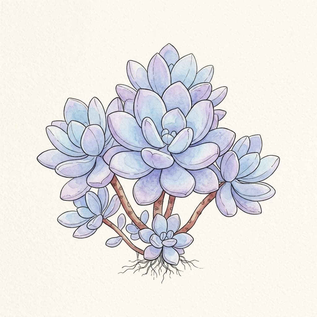 Moonstones stylized watercolor botanical illustration