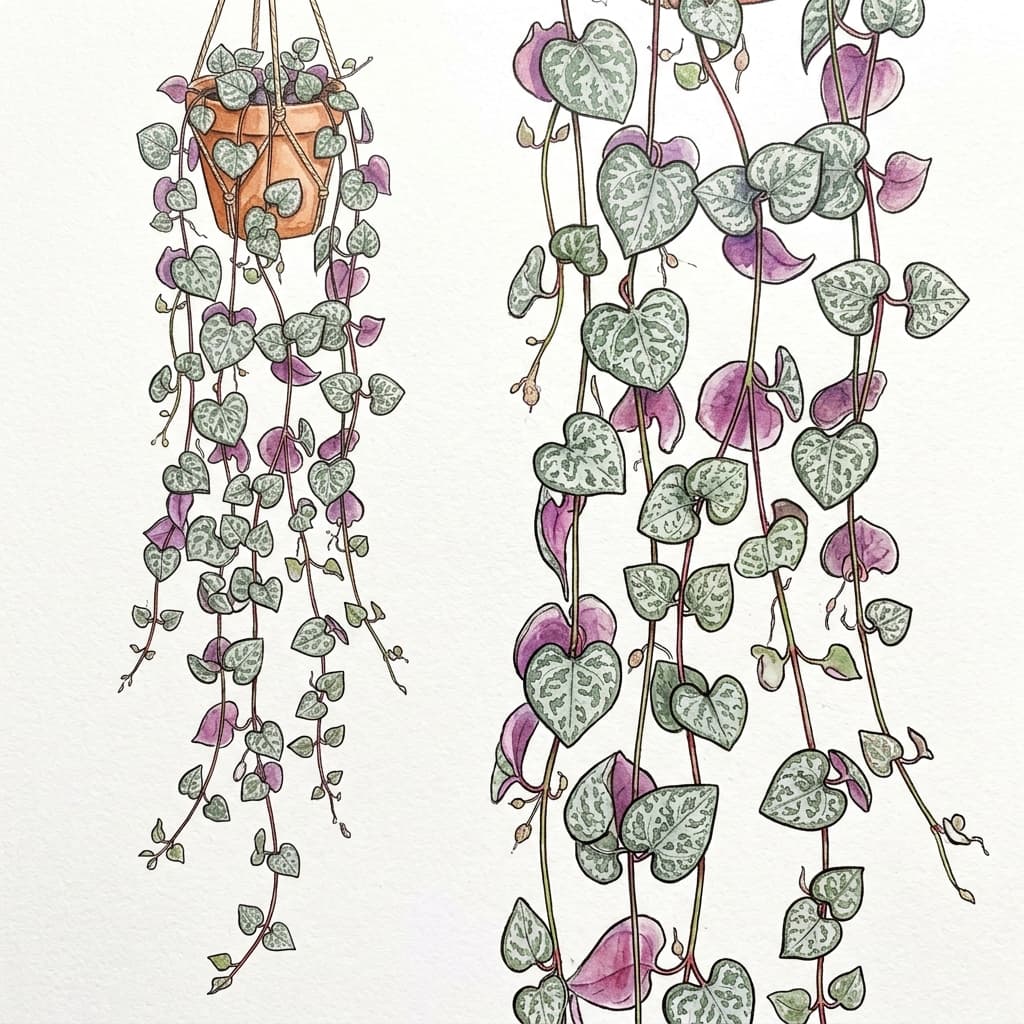 Chain of Hearts stylized watercolor botanical illustration
