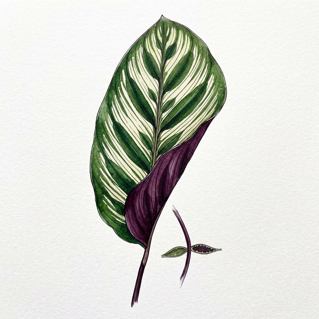 Never Never Plant stylized watercolor botanical illustration