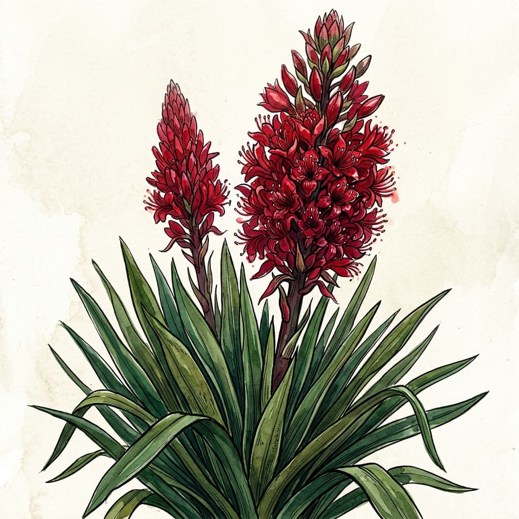 Gymea Lily stylized watercolor botanical illustration